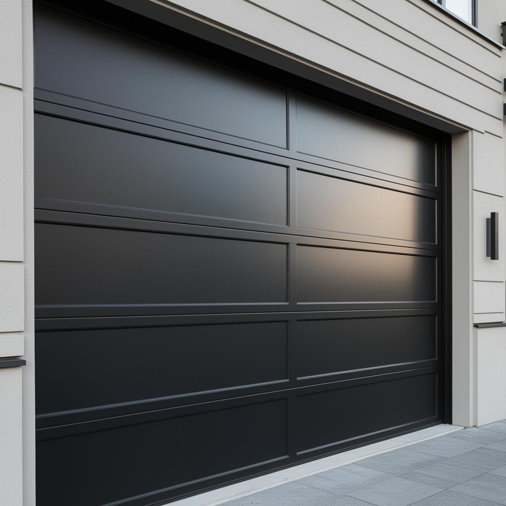 Modern steel garage door showing quality repair workmanship